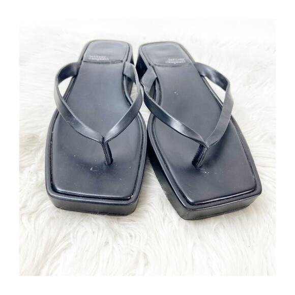 Jeffrey Campbell Y2K 11 Black Womens Leather Square Toe Thong Flip Flop Sandals - Picture 6 of 12